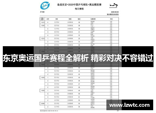东京奥运国乒赛程全解析 精彩对决不容错过 东京奥运国乒赛程全解析 精彩对决不容错过